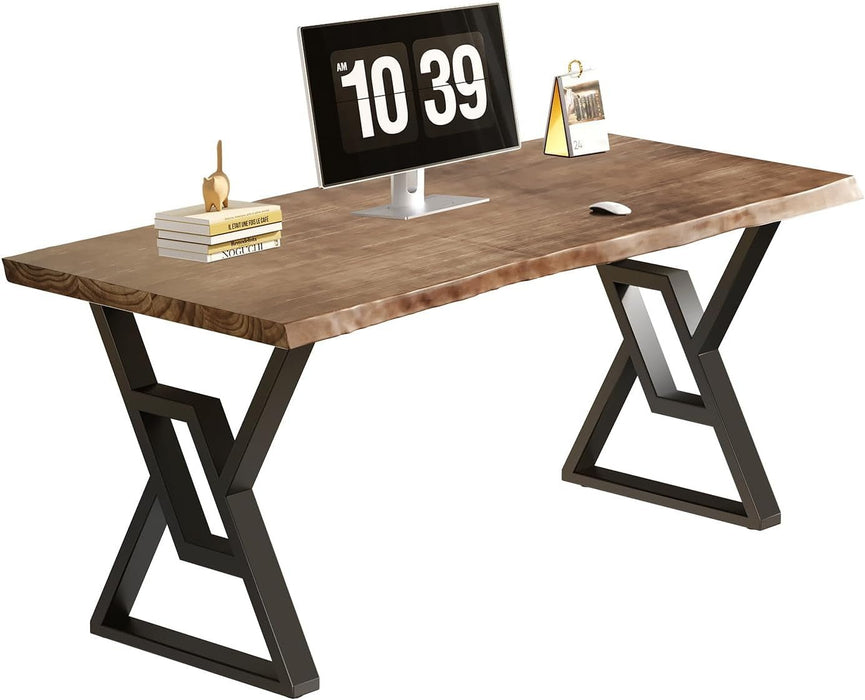 Rustic Brown 55 - Inch Solid Wood Computer Desk - Modern Gaming Workbench for Home Office, Modern Simple Design, Ideal for Study, Writing, Dining - ShipItFurniture