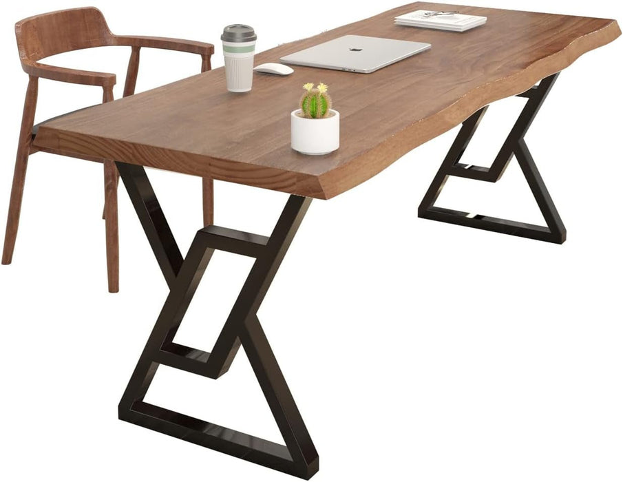 Rustic Brown 55 - Inch Solid Wood Computer Desk - Modern Gaming Workbench for Home Office, Modern Simple Design, Ideal for Study, Writing, Dining - ShipItFurniture