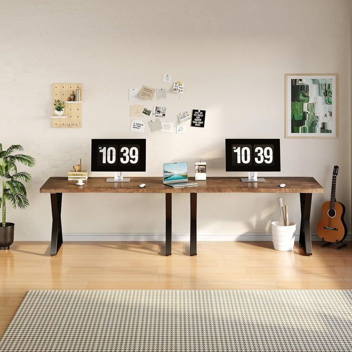 Rustic Brown 55 - Inch Solid Wood Computer Desk - Modern Gaming Workbench for Home Office, Modern Simple Design, Ideal for Study, Writing, Dining - ShipItFurniture