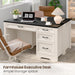 Rustic Farmhouse Executive Desk with Ample Storage Drawers - ShipItFurniture