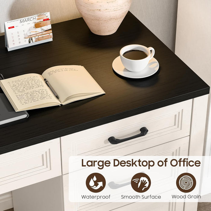 Rustic Farmhouse Executive Desk with Ample Storage Drawers - ShipItFurniture