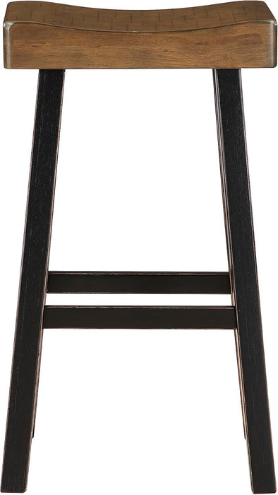 Saddle Bar Stools Set of 2 Barstools with Footrest, Armless Dining Chairs for Kitchen Island, Breakfast Nook, Living Room, Pub Height, Black/Brown - ShipItFurniture