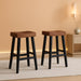 Saddle Bar Stools Set of 2 Barstools with Footrest, Armless Dining Chairs for Kitchen Island, Breakfast Nook, Living Room, Pub Height, Black/Brown - ShipItFurniture