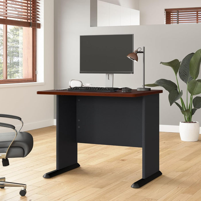 Series a 36W Small Desk in Hansen Cherry and Galaxy, Compact Computer Table for Home or Professional Office - ShipItFurniture