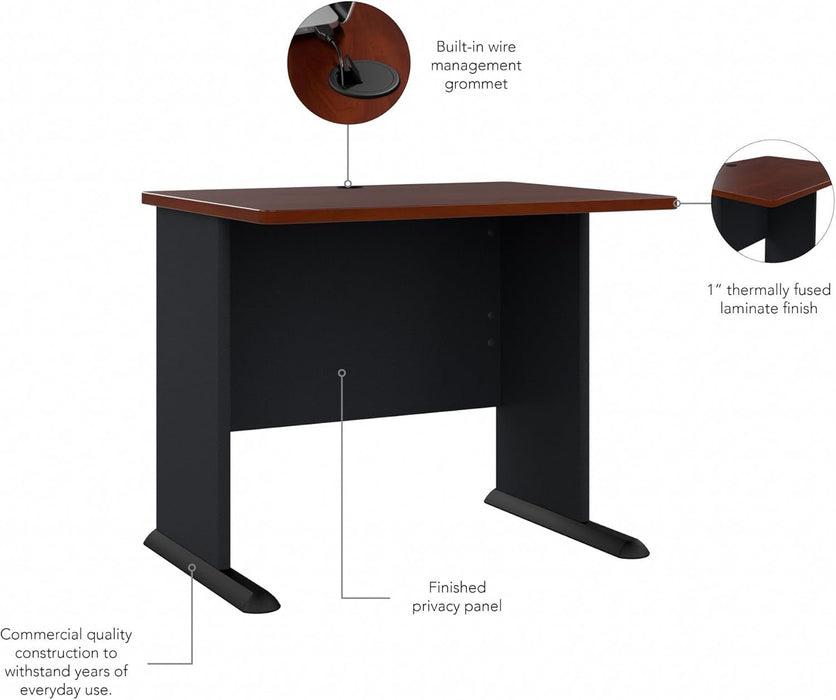 Series a 36W Small Desk in Hansen Cherry and Galaxy, Compact Computer Table for Home or Professional Office - ShipItFurniture