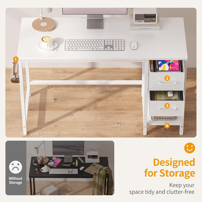 Small Computer Desk with Drawers for Home Office - ShipItFurniture