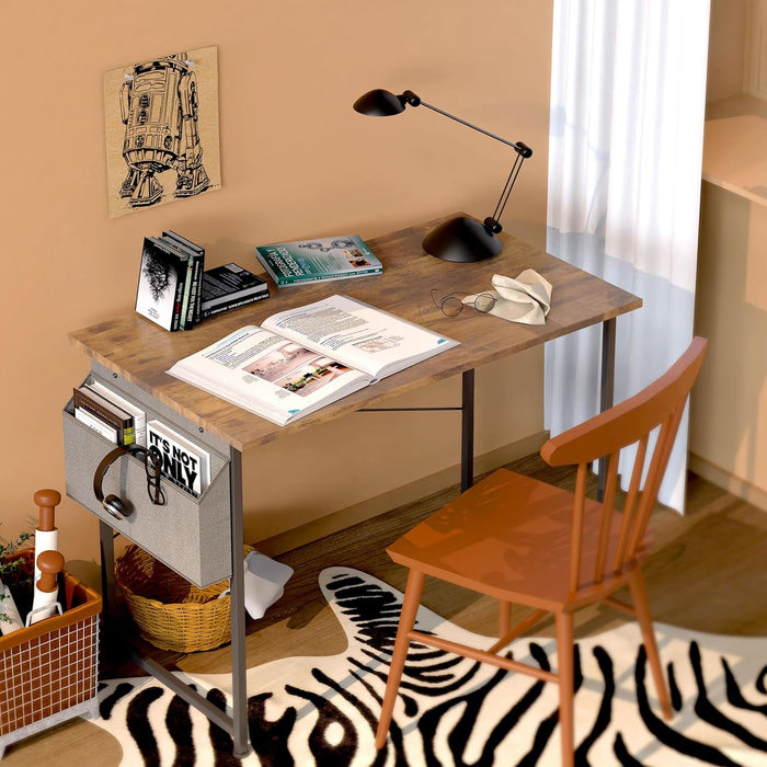 Small Space Writing Desk with Headphone Hooks, Modern Simple Design, Suitable for Study, Home Office and Living Room - ShipItFurniture