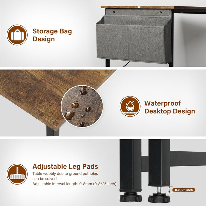 Small Space Writing Desk with Headphone Hooks, Modern Simple Design, Suitable for Study, Home Office and Living Room - ShipItFurniture