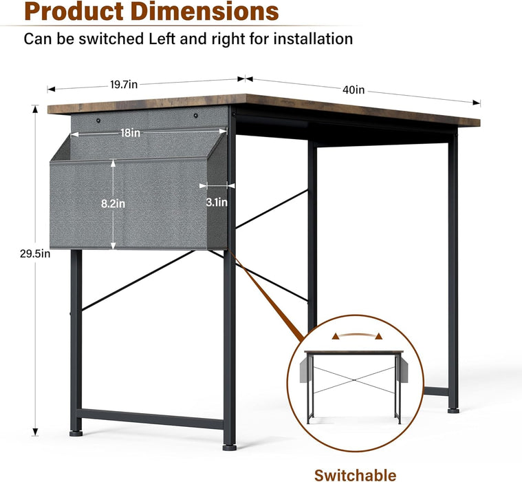 Small Space Writing Desk with Headphone Hooks, Modern Simple Design, Suitable for Study, Home Office and Living Room - ShipItFurniture
