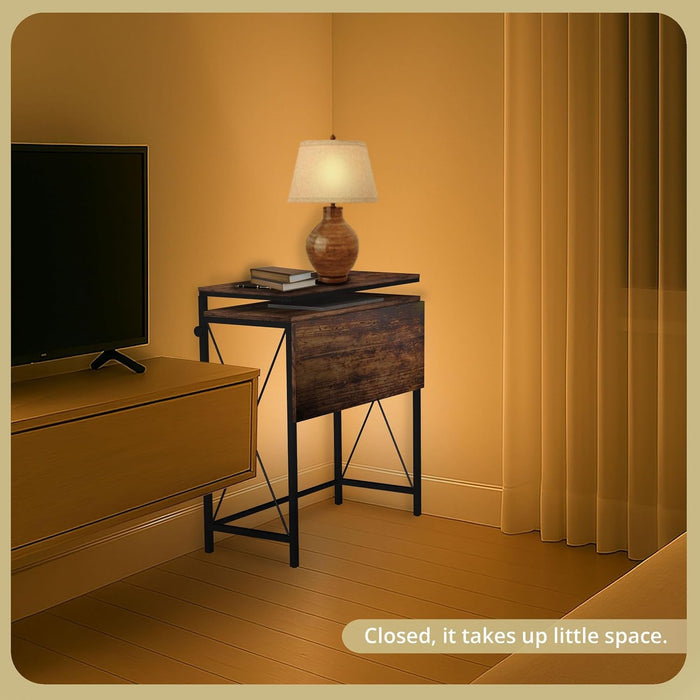 Small Standing Desk, Height Adjustable Small Writing, Mini Desk, Home Office Desks, Work for Home Office, Folding Laptop Study Compact (Brown) - ShipItFurniture