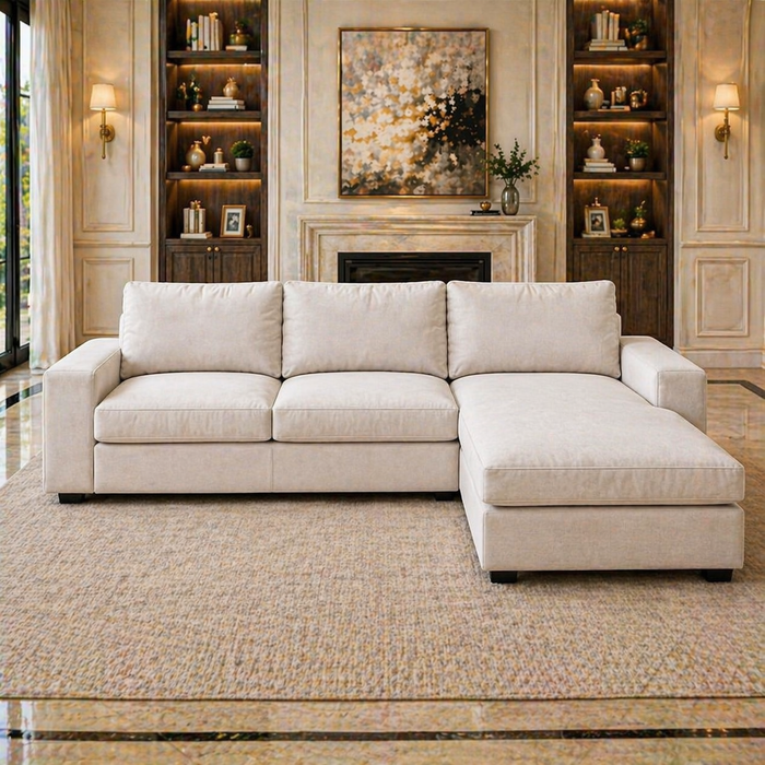 125.2" Beige Kivik Compatible Sectional Cover with Lift Top Farmhouse Coffee Table Set