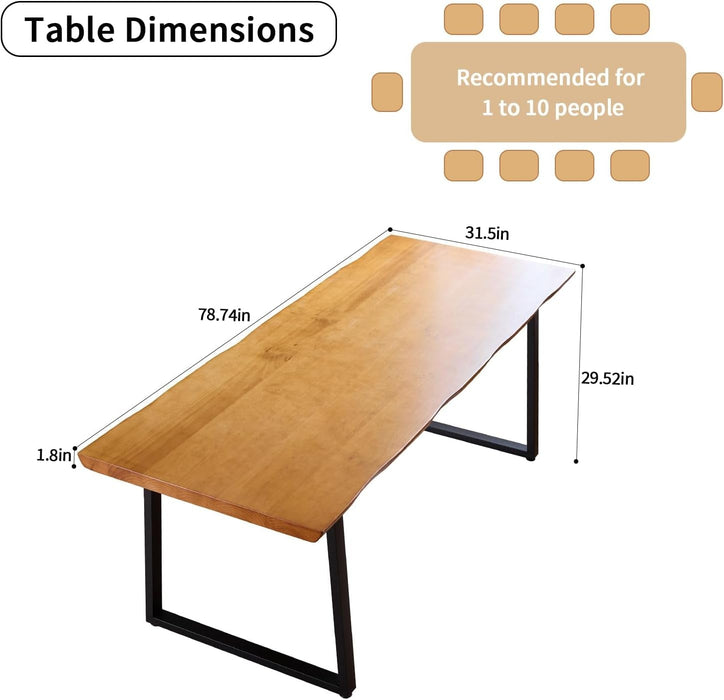 Solid Wood Administrative Computer Desk - Rustic Style Large Office Desk, Modern Minimalist Workstation for Home, Ideal for Learning, Writing, and Professional Use (Dark Yellow, 78.74In) - ShipItFurniture