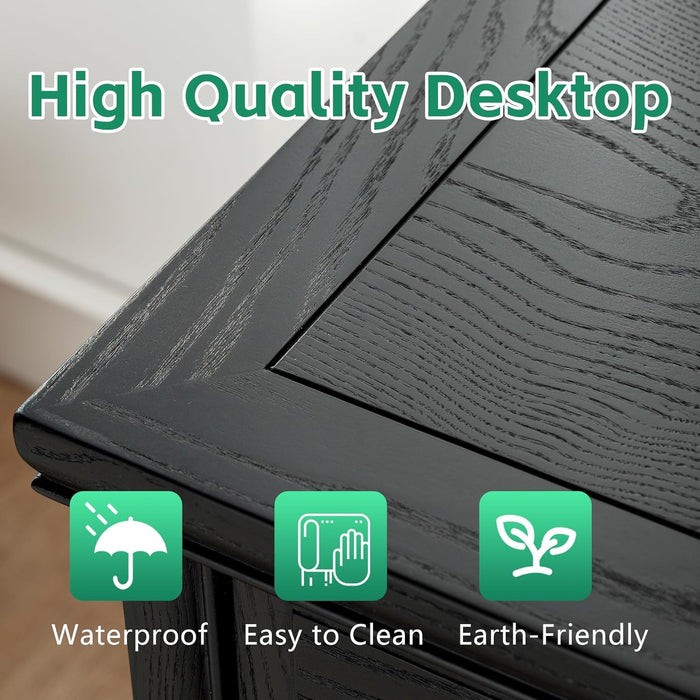 Solid Wood Executive Desk with Drawers and Storage - ShipItFurniture