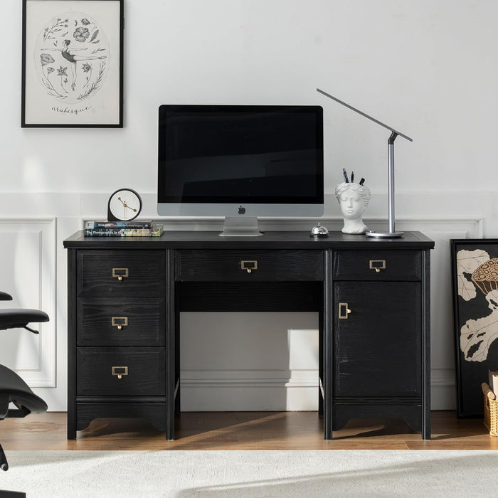 Solid Wood Executive Desk with Drawers and Storage - ShipItFurniture