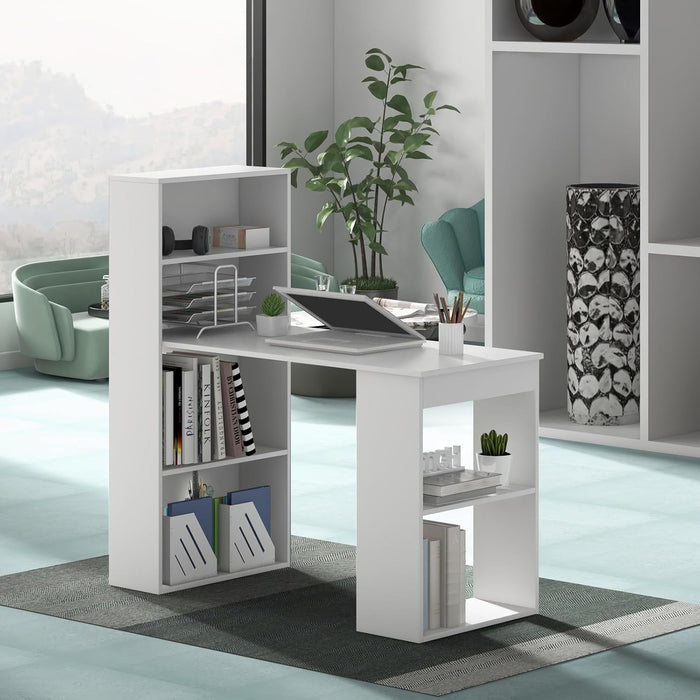 Space - Saving 48 Inch Computer Desk with Bookshelf - ShipItFurniture