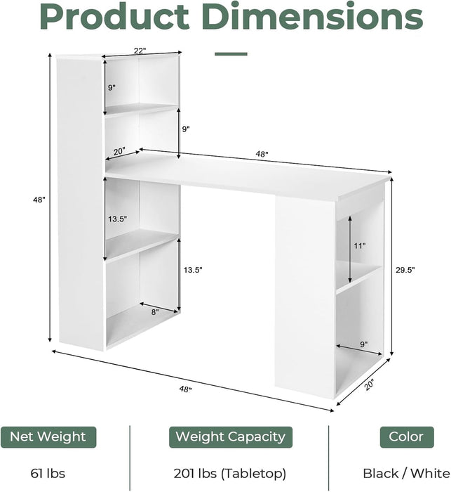 Space - Saving 48 Inch Computer Desk with Bookshelf - ShipItFurniture