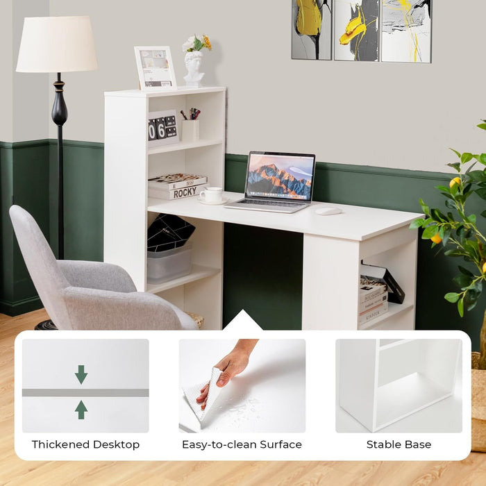 Space - Saving 48 Inch Computer Desk with Bookshelf - ShipItFurniture