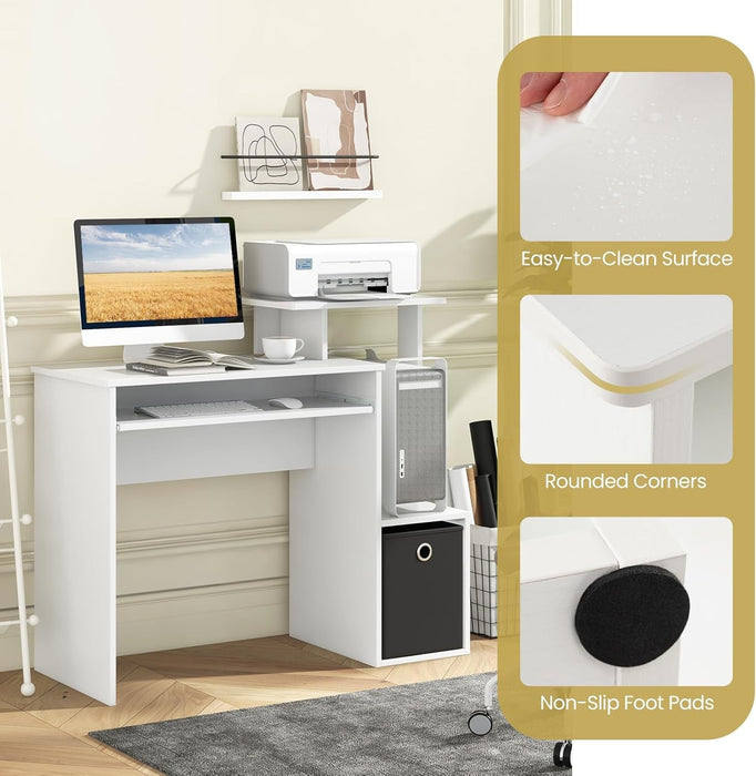 Space - Saving Computer Desk with Drawer and Storage Shelves - ShipItFurniture