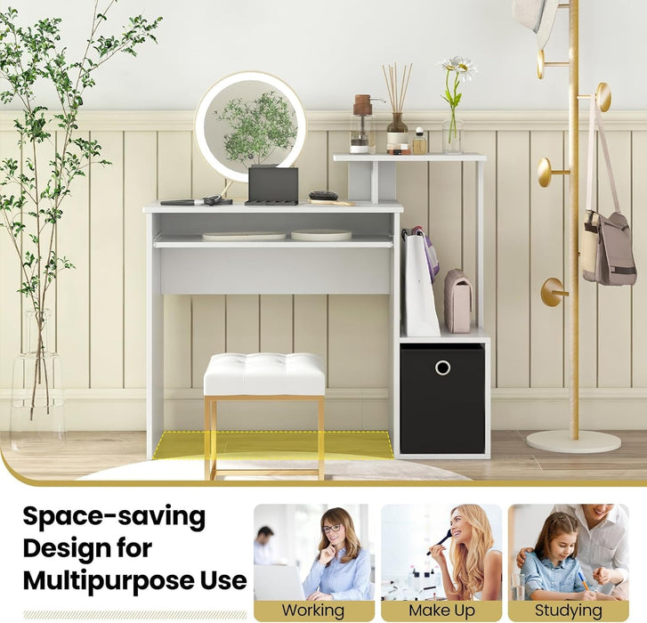 Space - Saving Computer Desk with Drawer and Storage Shelves - ShipItFurniture