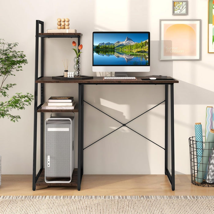 Space - Saving Computer Desk With Shelves For Small Areas - ShipItFurniture
