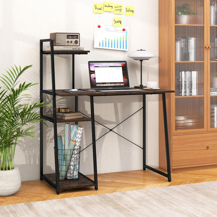 Space - Saving Computer Desk With Shelves For Small Areas - ShipItFurniture