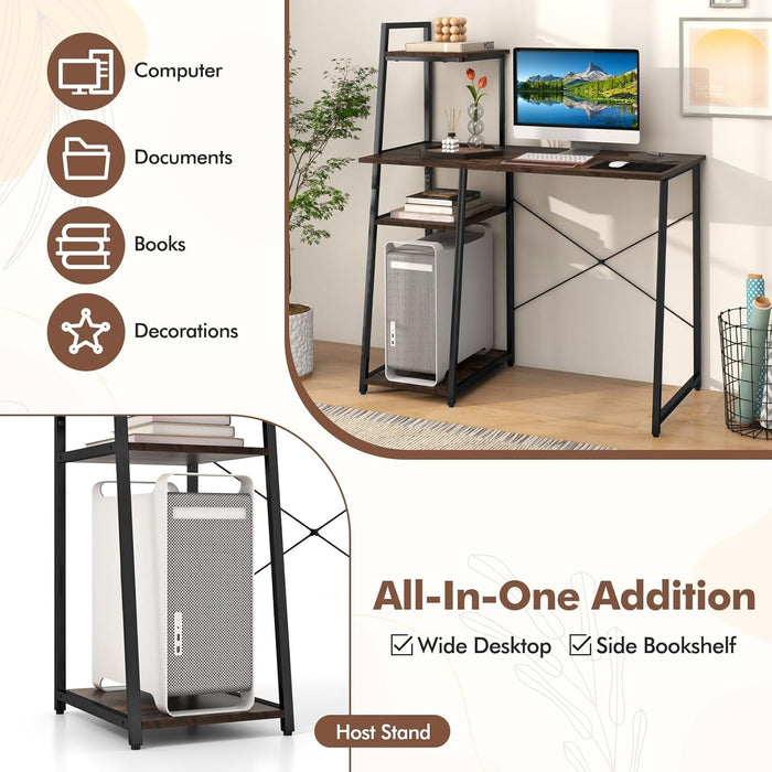 Space - Saving Computer Desk With Shelves For Small Areas - ShipItFurniture