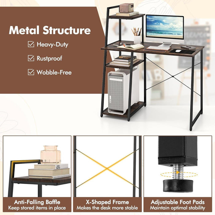 Space - Saving Computer Desk With Shelves For Small Areas - ShipItFurniture