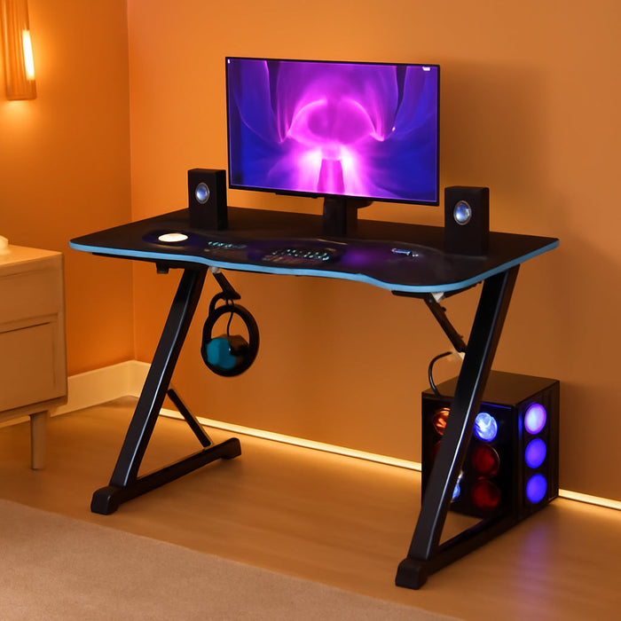 Spacious 39 Inch Ergonomic Gaming Desk With Headphone Hook - ShipItFurniture