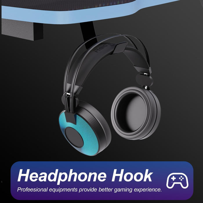 Spacious 39 Inch Ergonomic Gaming Desk With Headphone Hook - ShipItFurniture