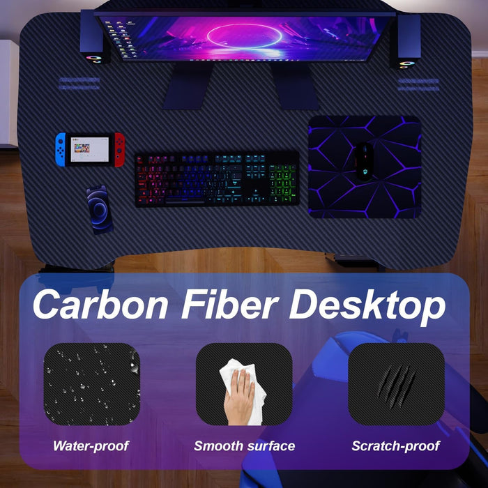 Spacious 39 Inch Ergonomic Gaming Desk With Headphone Hook - ShipItFurniture