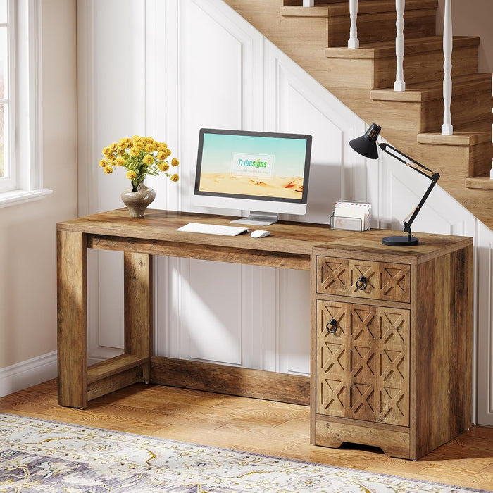 Spacious 59 Inch Computer Desk with Storage Drawer - ShipItFurniture