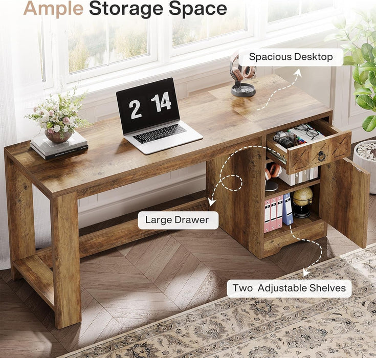 Spacious 59 Inch Computer Desk with Storage Drawer - ShipItFurniture