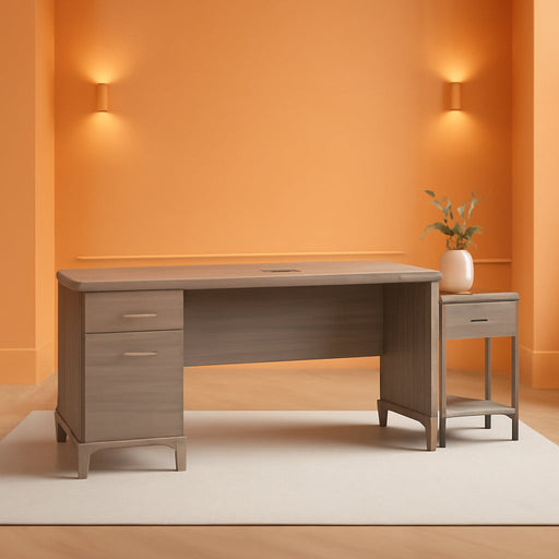 Spacious Home Office Desk with Drawers in Gray - ShipItFurniture