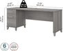 Spacious Home Office Desk with Drawers in Gray - ShipItFurniture