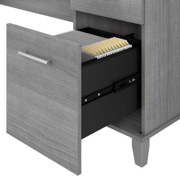 Spacious Home Office Desk with Drawers in Gray - ShipItFurniture