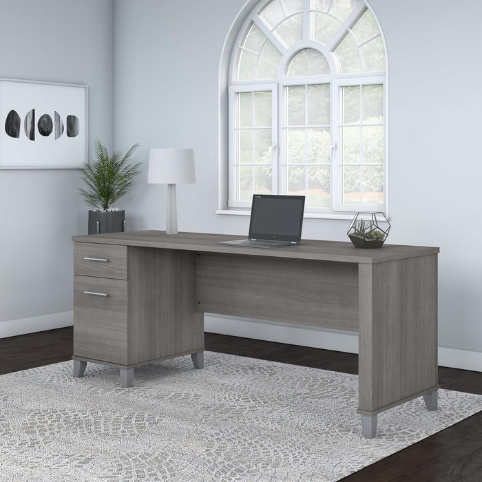 Spacious Home Office Desk with Drawers in Gray - ShipItFurniture