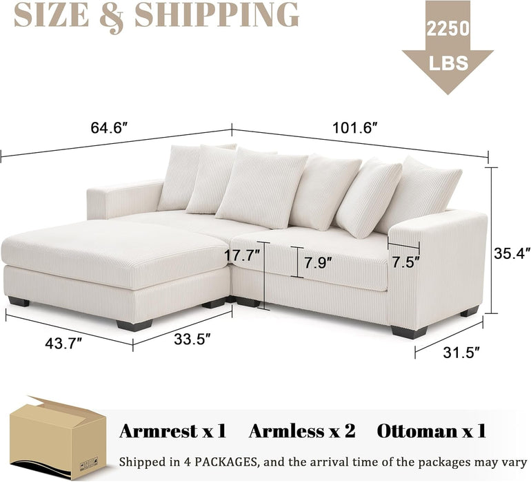 Spacious L Shaped Modular Sectional Sofa for Comfort - ShipItFurniture