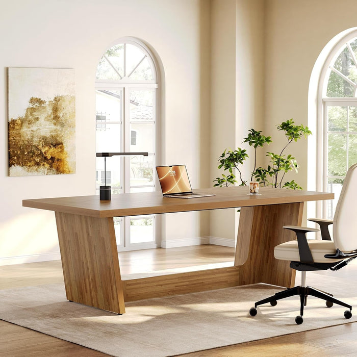 Spacious Wooden Executive Desk for Home Office Use - ShipItFurniture