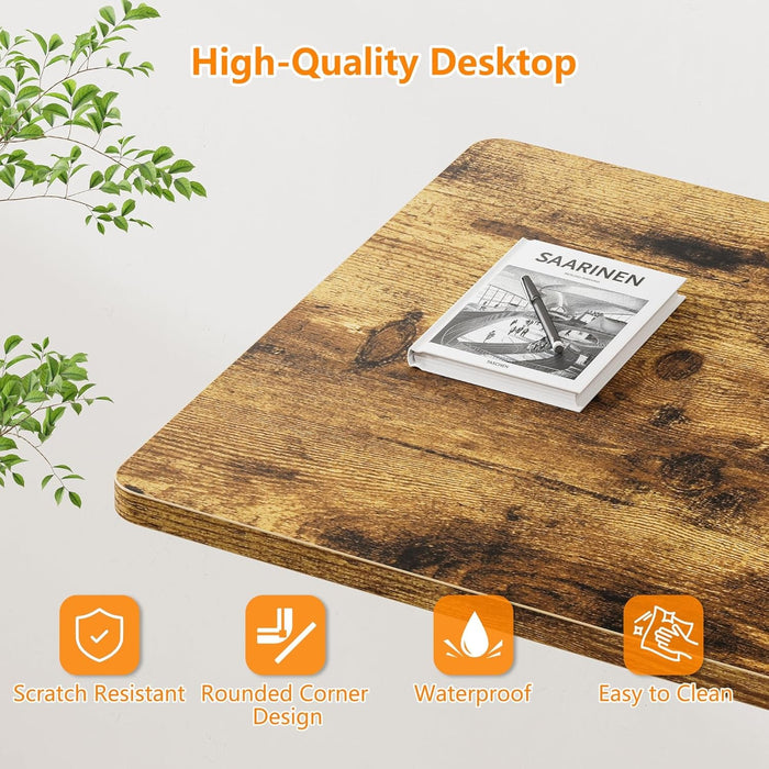 Standing Desk, 32 Inch Portable Small Desk Adjustable Height, Rolling Home Office Desks with Wheels, Sit Stand Desk for Bedroom Walking Pad Home Office Small Space, Rustic - ShipItFurniture