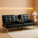 Stylish Leather Futon Sofa Bed with Adjustable Armrests - ShipItFurniture