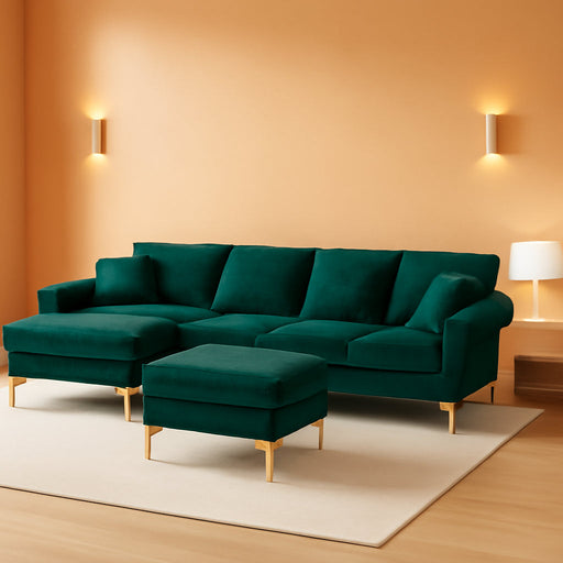 Stylish U Shaped Sectional Sofa Couch with Ottoman - ShipItFurniture