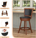 Swivel Bar Stools Set of 2, 24" Counter Height Swivel Barstools with Back & Faux Leather Upholstered Seat, Island Chairs with Solid Wood Legs & Footrest for Kitchen, Dining Room, Pub (Brown) - ShipItFurniture