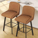 Swivel Counter Height Bar Stools Set of 2, 26''H Upholstered Barstools with Backs, Modern Bar Stool Chairs for Kitchen Island, Metal Legs, Faux Leather, Whiskey Brown Stools Counter Chair - ShipItFurniture