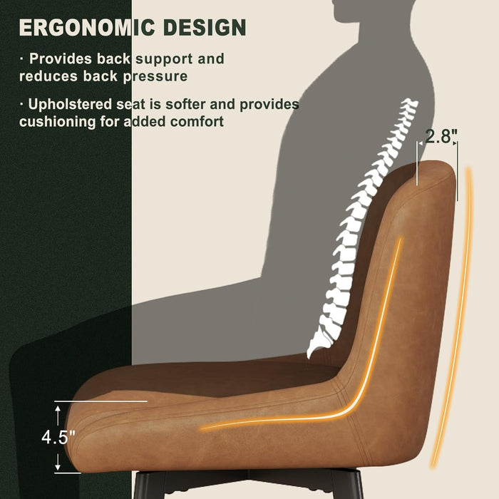 Swivel Counter Height Bar Stools Set of 2, 26''H Upholstered Barstools with Backs, Modern Bar Stool Chairs for Kitchen Island, Metal Legs, Faux Leather, Whiskey Brown Stools Counter Chair - ShipItFurniture