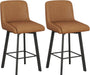 Swivel Counter Height Bar Stools Set of 2, 26''H Upholstered Barstools with Backs, Modern Bar Stool Chairs for Kitchen Island, Metal Legs, Faux Leather, Whiskey Brown Stools Counter Chair - ShipItFurniture