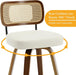 Swivel Counter Height Bar Stools Set of 2, Upholstered Faux Leather Barstools with Rattan Back, 26" Seat Height Bar Chairs for Kitchen Island, Bentwood Wood Frame, Cream White - ShipItFurniture