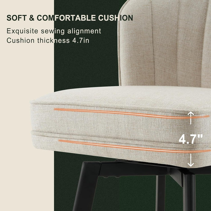 Swivel Counter Height Bar Stools Set of 3, 26'' Modern Barstools with Backs and Metal Legs, Upholstered Bar Chairs, Beige, Fabric Stools for Kitchen Island Chairs - ShipItFurniture