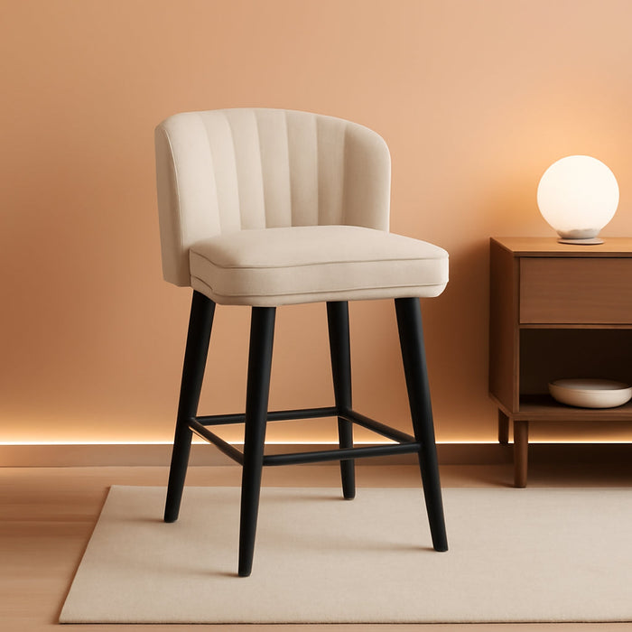 Swivel Counter Height Bar Stools Set of 3, 26'' Modern Barstools with Backs and Metal Legs, Upholstered Bar Chairs, Beige, Fabric Stools for Kitchen Island Chairs - ShipItFurniture