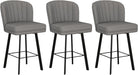Swivel Counter Height Bar Stools Set of 3, 26'' Modern Barstools with Backs and Metal Legs, Upholstered Bar Chairs, Faux Leather Mid - Gray Stools for Kitchen Island Chairs - ShipItFurniture