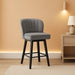 Swivel Counter Height Bar Stools Set of 3, 26'' Modern Barstools with Backs and Metal Legs, Upholstered Bar Chairs, Faux Leather Mid - Gray Stools for Kitchen Island Chairs - ShipItFurniture